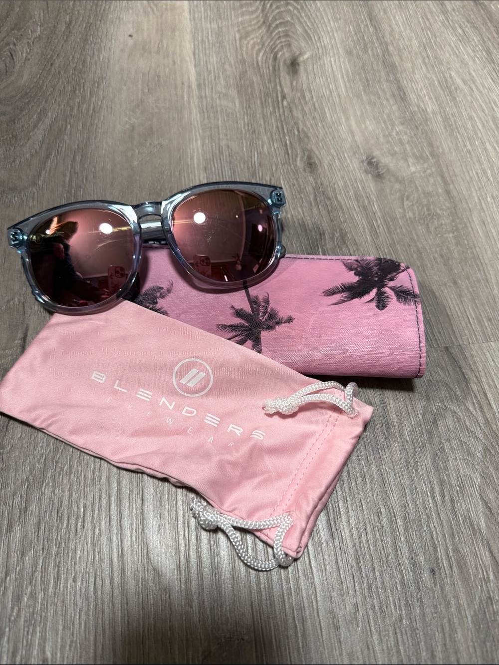 Blenders Light Blue Frame Sunglasses with Rose Mirrored Lenses